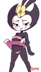 1girls animal_tail animaniacs animated animated_gif blush cameltoe diives dot_warner female female_only looking_at_viewer no_humans panties patreon pink_panties skirt_lift solo upskirt wide_stance