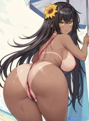 ai_generated ass ass_focus beach cameltoe chichiue dark-skinned_female dark_skin latina_(the_dark_brown_latina_girl_is_aiming_for_my_body) latina_olavomiwa sling_bikini the_dark_brown_latina_girl_is_aiming_for_my_body