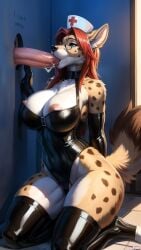 ai_generated animal_ears animal_humanoid anthro ass big_breasts cute female female_only furry furry_ass furry_breasts furry_ears furry_female furry_only furry_tail hi_res hyena hyenaloverai mammal nai_diffusion seductive stable_diffusion tongue tongue_out