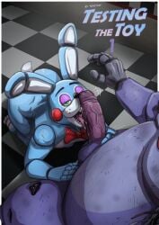 2024 2boys animatronic animatronics blue_body bonnie_(fnaf) bowtie bunny bunny_ears bunny_tail cock color colored comic comic_page dick digital_drawing_(artwork) digital_media_(artwork) english_text eyelashes eyes_half_open five_nights_at_freddy's five_nights_at_freddy's_2 fnaf gay green_eyes half-closed_eyes hand_on_penis lagomorph leporid licking licking_penis male male/male male_only on_knees open_mouth oral oral_sex page_2 penis penis_out purple_body purple_eyelids purple_eyeshadow purple_penis rabbit rabbit_ears rabbit_tail red_cheeks robot scottgames teastuff text tongue tongue_out toy_bonnie_(fnaf) veiny_penis withered_bonnie