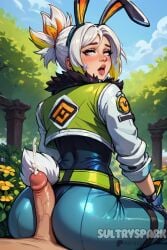 1boy 1boy1girl 1girls ai_generated anima_squad_series artist_name ass ass_focus ass_job assjob battle_bunny_prime_riven breasts bunny_ears bunny_tail butt_focus butt_job buttjob character clothed female futarush heart_eyes league_of_legends patreon patreon_username pov riot_games riven sex short_hair sultryspark tease teasing video_game video_games white_hair