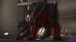 2016 3d absurd_res armor ass canine creepychimera female feral hi_res inviting knife konami looking_at_viewer lq-84l_(creepychimera) machine mammal metal_gear metal_gear_rising presenting pussy ranged_weapon robot solo source_filmmaker video_games weapon