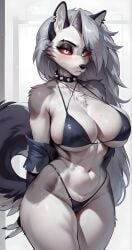 ai_generated anthro anthro_focus anthro_only beafkr69 big_breasts breasts female furry furry_only grey_fur helluva_boss large_breasts loona_(helluva_boss) solo wolf wolf_girl