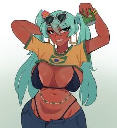 1girls ass big_ass big_breasts big_thighs bikini blush blush_lines blushing blushing_at_viewer brazil brazilian brazilian_female brazilian_miku breasts cyan_eyes cyan_hair daisy_dukes erogegaming(twitter) female female_only hatsune_miku huge_ass huge_thighs jean_shorts latin_american_hatsune_miku_(meme) long_hair looking_at_viewer peace_sign pussy sandals shorts smile solo tagme tan tan_body tan_line tan_lines tanline tanlines tanned tanned_body tanned_female tanned_girl tanned_skin thick_hips thick_thighs thighs twintails vocaloid