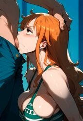 ai_generated deepthroat female male monkey_d_luffy nami nami_(one_piece) one_piece trewg001