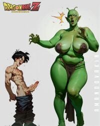 ai_generated alien alien_girl amandovakinai big_breasts curvy dragon_ball dragon_ball_z genderswap_(mtf) larger_female male_to_female mature_female milf namekian piccolo rule rule_63 sagging_breasts son_gohan thick