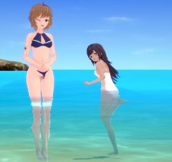 crookedbrook female_only koikatsu nasrin_(crookedbrook) peeing_in_water pulled_aside swimsuit tomboy