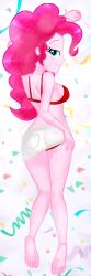 1girls 2024 4_fingers blue_eye blue_eyes charliexe dakimakura dakimakura_design deviantart deviantart_link equestria_girls friendship_is_magic hand_on_butt hand_on_thigh hasbro looking_at_viewer microskirt miniskirt my_little_pony pink_body pink_hair pink_skin pinkie_pie_(eg) pinkie_pie_(mlp) red_bra seductive_look seductive_smile skirt skirt_lift solo white_skirt