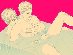 2boys bath blush censored glasses hand handjob hands heart_censor junpei_hyuga kiyoshi_teppei kuroko_no_basuke legs male_focus male_only multiple_boys nude shared_bathing shiru_(pepeelotion) water yaoi