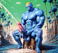 1boy abs ai_generated alien balls bara big_ass big_balls big_muscles big_pecs big_penis blue_body booster_rex burter cum cum_drip cum_on_balls cum_on_body cum_on_penis cumshot daddy dilf dragon_ball dragon_ball_z ejaculation erect_nipples erection gay huge_balls huge_cock huge_muscles huge_nipples huge_pecs humanoid male male_only masturbation muscular muscular_humanoid muscular_male navel nipples nude orgasm pecs penis solo