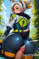 1boy 1boy1girl 1girls ai_generated anima_squad_series artist_name ass ass_focus ass_job assjob battle_bunny_prime_riven breasts brown_eyes bunny_ears bunny_tail butt_focus butt_job buttjob character clothed cum cumming ejaculate ejaculating ejaculating_cum ejaculation female futarush league_of_legends patreon patreon_username pov riot_games riven sex short_hair sultryspark tease teasing video_game video_games white_hair