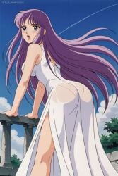 ai_generated artkoikoi ass ass ass_focus athena_(saint_seiya) butt_focus dress female female_focus female_only focus_on_ass saint_seiya saori_kido shounen_jump white_dress