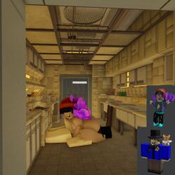 1boy 1girls 3d ass black_hair breasts catsulithr34 facesitting kitchen nude penis reference_image roblox roblox_avatar robloxian self_upload side_view tagme teasing