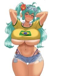 1girls ass big_ass big_breasts big_thighs bikini blush blush_lines blushing blushing_at_viewer brazil brazilian brazilian_female brazilian_miku breasts bursting_breasts cyan_eyes cyan_hair daisy_dukes female female_only fully_clothed gigantic_breasts hatsune_miku huge_ass huge_breasts huge_thighs jean_shorts latin_american_hatsune_miku_(meme) ldukem69 long_hair looking_at_viewer peace_sign pussy revealing_clothes shorts skimpy_clothes smile solo tagme tan tan_body tan_line tan_lines tanline tanlines tanned tanned_body tanned_female tanned_girl tanned_skin thick_hips thick_thighs thighs toes twintails vocaloid