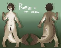 2017 anthro ass beast_(disambiguation) catfish eyewear female fin fish gills glasses hair head_fin looking_at_viewer marine model_sheet navel nipples nude pussy rafin slime-pupp smile solo standing webbed_hands whiskers