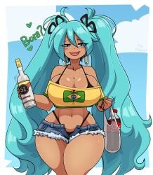 1girls ass big_ass big_breasts big_thighs bikini blue_hair brazil brazilian brazilian_female brazilian_flag brazilian_miku breasts butt cyan_eyes cyan_hair denim_shorts female female_only gigantic_ass gigantic_thighs hatsune_miku huge_ass huge_breasts huge_thighs latin_american_hatsune_miku_(meme) long_hair looking_at_viewer shirt shorts solo tagme tan tan-skinned_female tan_body tan_skin the_yeager theyeager thick_hips thick_thighs thighs thong twintails twitter_link vocaloid yellow_shirt