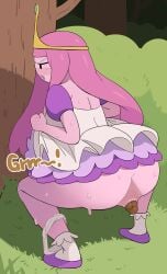 1girls adventure_time anus ass big_ass black_eyes blush breasts bubble_butt cartoon_network constipated constipation dress favorite_of_godlostme2 feces female huge_ass kids_gamera long_hair panties panties_aside pink_body pink_hair pink_skin princess_bubblegum scat solo straining sweat thighs tiara yuta_agc