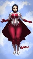 1girls big_breasts black_hair bodysuit clothing debbie_grayson genderswap_(mtf) invincible omni-man omni-woman skom_(artist) solo thick_thighs viltrumite