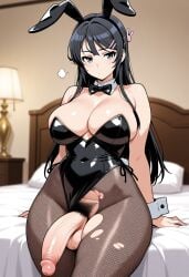 1futa ai_generated bedroom bored bunny_costume bunny_ears bunny_girl bunnysuit cuffs fishnets futa_only futanari intersex large_breasts large_penis maos penis penis_out pubic_hair sakurajima_mai seishun_buta_yarou_wa_bunny_girl_senpai_no_yume_wo_minai slim_waist thick_thighs torn_fishnets wide_hips