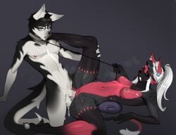 anthro anthro_on_anthro anthro_penetrated anthro_penetrating anthro_penetrating_anthro areola balls black_body black_fur black_hair black_highlights bluefoxsart breasts canid canine canis cheek_tuft closed_eyes collar collar_only curved_horn demon domestic_cat domestic_dog duo ear_piercing erection facial_tuft felid feline felis female female_penetrated from_front_position fur gauged_ear genitals grey_background hair half-closed_eyes hi_res highlights_(coloring) horn humanoid_genitalia humanoid_penis humanoid_pussy husky leash leash_pull long_fangs looking_pleasured lying male male/female male_focus male_penetrating male_penetrating_female mammal missionary_position narrowed_eyes nipples nordic_sled_dog nowi_(oolongmatchatea) nude on_back penetration penile penile_penetration penis penis_in_pussy piercing pink_areola pink_nipples ponytail pussy sex shi_(oolongmatchatea) simple_background smile spitz tuft vaginal_penetration white_body white_fur white_hair