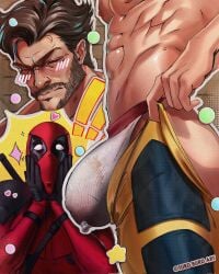 ! !! 2boys abs absurd_res ass bara black_bodysuit black_hair blush bodysuit bulge closed_eyes deadpool deadpool_&_wolverine deadpool_&_wolverine_(2024) deadpool_(series) facial_hair gay hair highres i've_never_seen_a_guy_recreate_this_successfully_tbh_(meme) james_howlett jockstrap large_pectorals logan_(x-men) male_focus male_underwear marvel marvel_comics meme multiple_boys muscular muscular_male nekotine_art nipples pants pants_lift pectorals precum red_bodysuit short_hair surprised turdburd_art twitter_username two-tone_bodysuit underwear wade_wilson white_male_underwear wolverine_(x-men) x-men yaoi yellow_pants