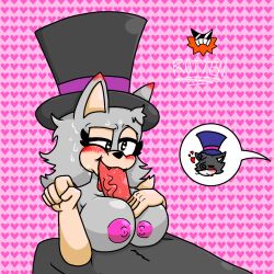 black_fur blowjob blush blushed falx_the_fox fangs funny_the_cat-toon furry furry_female furry_male furry_only heart-shaped_pupils horny_smile paizuri rotten_salmon smile titfuck titjob toon_things top_hat white_fur