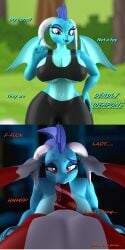 animal_genitalia animal_penis anthro argos90 blue_body blue_skin breasts cheating cleavage dragon fellatio female friendship_is_magic genitals knot male my_little_pony non-mammal_breasts oral penis princess_ember_(mlp) scalie sex