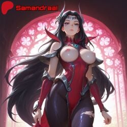 ai_assisted ai_generated boobs_out breasts breasts_out crown cute cute_face detailed_background female female_focus female_human female_only irelia_xan league_of_legends legs light-skinned_female light_body light_skin long_hair more_at_source nipples pantyhose patreon pink_nipples pussy pussy_juice pussy_juice_drip red_dress samandraai sex_from_behind sexy sexy_armpits sexy_clothing sexy_dress sexy_female skirt tits_out uncensored wet wet_body wet_clothes wet_clothing wet_pussy wet_skin