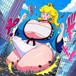 1futa ai_generated ass ass ass_jiggle ass_wobble assquake big_ass big_breasts big_butt breasts city_destruction debris destruction earthquake erection erection_under_clothes erection_under_loincloth falling_debris falling_rocks fundoshi fundoshi_futanari fundoshilover101 futanari giantess happi_(clothing) huge_ass huge_breasts huge_butt mario_(series) nintendo princess_peach sarashi