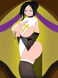 april_(9_anarchy_9) big_breasts black_hair blue_eyes mastzer21 nun nun_outfit