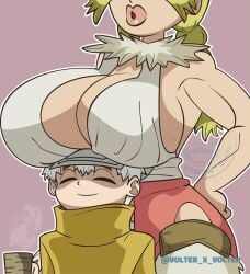 big_breasts breasts dr.stone hanada_nikki nikki_(dr.stone) saionji_ukyo ukyo_(dr.stone) volter_x_volter