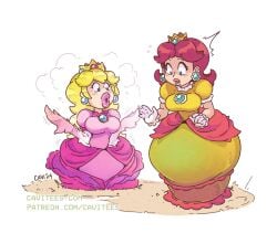 1girls breast_expansion cavitees female fuckplant huge_breasts identity_death lip_expansion mario_(series) plant_transformation princess_daisy princess_peach suckplant text thick_thighs transformation transformation_sequence wide_hips