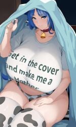 asking_for_it asking_for_sex bare_thighs bed bedding bedroom_eyes bell bell_collar choker chubby chubby_female collar commission cow_print cowbell female horny horny_female huge_breasts indie_virtual_youtuber large_breasts miilkywayz requested_sex setawar_(coco) tagme text text_on_clothing thick_thighs thighhighs thighs thong tight_clothes tight_clothing twitter_link under_covers virtual_youtuber vtuber woman