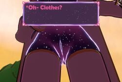 1girls 2025 3d 3d_model cloak cosmic_body cosmic_skin cosmichannah dialogue exposed_pussy female practically_nude public pussy soleil_(cosmichannah) space talking_to_viewer teaser thick_thighs thighhighs unaware yellow_sky