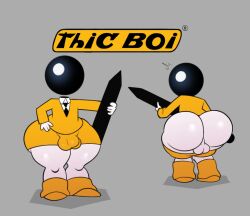 balls bic bic_boy big_ass big_ass_(male) big_butt bulge pants_down pen spunkmcfunky the_bic_boy wide_hips