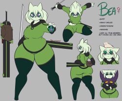 anthro bea_(dewwydartz) big_ass big_breasts breasts bubble_butt character_name character_sheet dewwydarts dewwydartz furry gengar huge_ass huge_breasts meowscarada oero_(dewwydartz) pokemon pokemon_(species) pokemon_sm tagme thick_thighs wide_hips