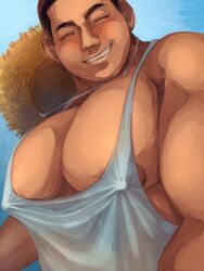 1boy 4445_aste big_chest big_nipples big_pecs erect_nipples farmer huge_chest huge_pecs male male_cleavage male_only nipple_bulge nipples tank_top