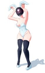 bunny_ears bunnysuit deadlock helmet paradox_(deadlock) partially_clothed playboy_bunny posing stockings valve wide_hips