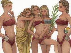 ancient ancient_history ancient_rome bikini blonde_hair harem historical historical_porn history midriff mossa multiple_girls roman_empire rome