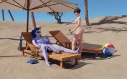 3d beach big_dick blizzard_entertainment futanari huge_cock jakke3d lesbian lotion nyl_widowmaker overwatch overwatch_2 tracer widowmaker