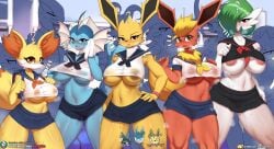 ! !! ... 2020s 2022 ? absol anthro areolae belly belly_button big_breasts blush breasts burgerkiss canid canine clothing creatures_(company) dialogue digital_media_(artwork) eeveelution english_text erect_nipples erection fangs female female_only fennekin flareon fox frill_(anatomy) furry game_freak gardevoir glaceon hair hand_on_breast hi_res huge_breasts humanoid jolteon large_areolae leafeon lucario lugia male mammal membrane_(anatomy) nintendo nipple_bulge nipples no_humans one_eye_closed pokemon pokemon_(species) pussy pussy_juice school school_uniform schoolgirl short_skirt sweat tail take_your_pick text tongue transparent_clothing underboob uniform vaporeon video_games weavile zorua