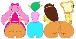 2boys 2girls ass ass_comparison biscuit_(omori) captain_spaceboy dark_hair doughie_(omori) green_hair lewd_catz omori pink_hair self_upload siblings space_pirate sweetheart_(omori) unbread_twins_(omori)