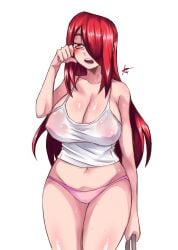 1girls big_breasts blush erect_nipples erection female nipples panties parasoul skullgirls sweat thick_thighs thighs tobyllitos