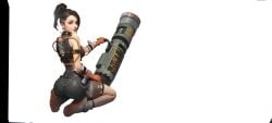 ai_generated black_hair green_eyes kirsten_(lust_goddess) lust_goddess mobile_game petite sexy shorts side_cut weapon
