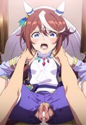 after_anal after_fellation after_sex after_vaginal ai_generated animal_ears artist_request blue_eyes brown_hair bukkake covered_in_cum cum cum_in_anus cum_in_pussy cum_on_clothes cum_on_face cum_on_mouth exhausted female gape gape_anus gape_pussy gapping_anus gapping_pussy horse_ears horse_girl horse_tail shaking_body tokai_teio_(umamusume) umamusume umamusume_pretty_derby