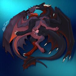 anus balls bodily_fluids cuddling cum cum_in_pussy cum_inside dragon duo female feral genital_fluids genitals happy intimate kalinda_(dark_dragon2694) licking looking_pleasured lying male male/female mythological_creature mythological_scalie mythology nitrods on_side penetration penis pussy scalie sythorix tongue vaginal_penetration vaginal_penetration wings