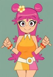 1girls ai_generated ami ami_onuki big_breasts breasts cartoon_network clothed female hi_hi_puffy_amiyumi looking_at_viewer smile solo warner_brothers