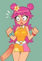 1boy 1girls ai_generated ami ami_onuki big_breasts breasts cartoon_network clothed crossover daniel_lamb erection female hi_hi_puffy_amiyumi male manhunt_2 penis precum rockstar_games surprised warner_brothers