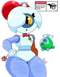 brawl_stars flat_chest joyful kiut_arts line_(app) line_friends nani_(brawl_stars) thick_thighs