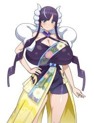 1girls blue_eyes breasts clothing elesa_(pokemon) female fully_clothed gym_leader hair_ornament hitokiwa_kenchin huge_breasts looking_at_viewer official_alternate_costume pokemon pokemon_bw pokemon_bw2 pokemon_masters pokemon_masters_ex smile straight sygna_suit_elesa sygna_suit_elesa_(alt) tagme white_background